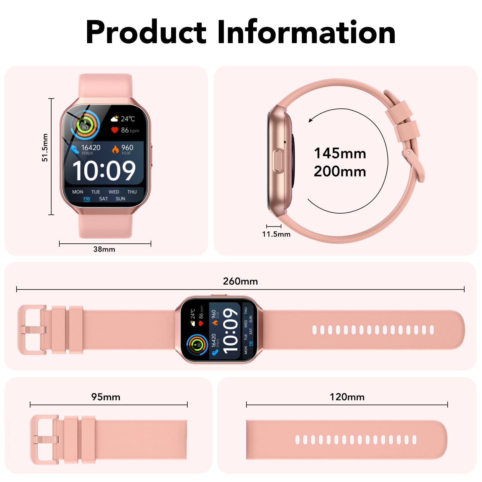 2026 NEW Smart Watch, 1.96''HD Screen SmartWatch for Men Women's, Answer/Make/Message, 100 Sports Modes, IP68 Waterproof Fitness Tracker Compatible with Android and iPhone, Holiday Gifts,Pink