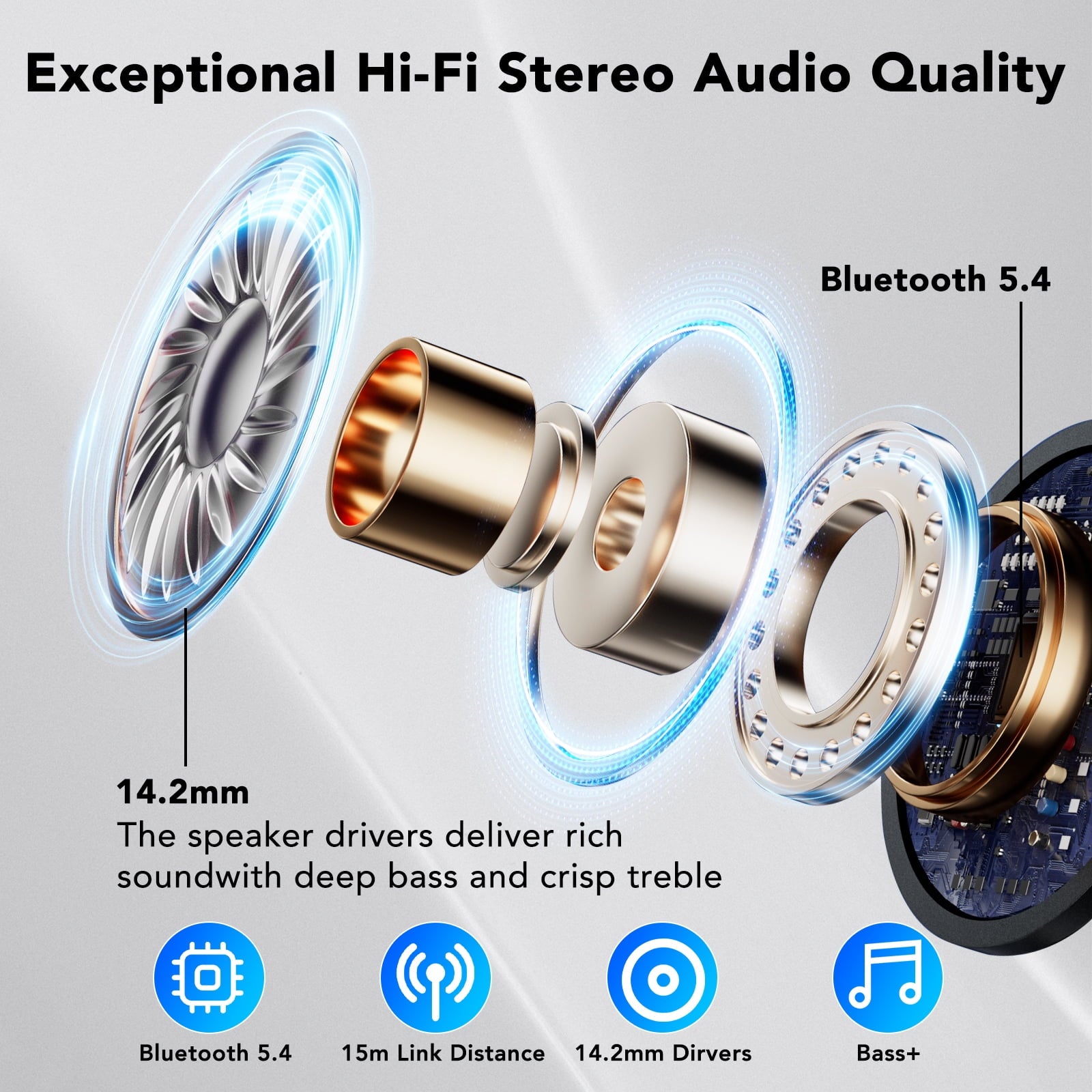 Touch Screen Wireless Earbuds Bluetooth Headphones with 50H Playtime, Noise Cancelling Headphones with Mic IPX7 Waterproof in Ear Earphones for Pad Android/iOS Phones Gifts for Women Men, Black